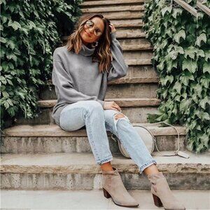 Free People Sweater Softly Structured Tunic Gray Pullover